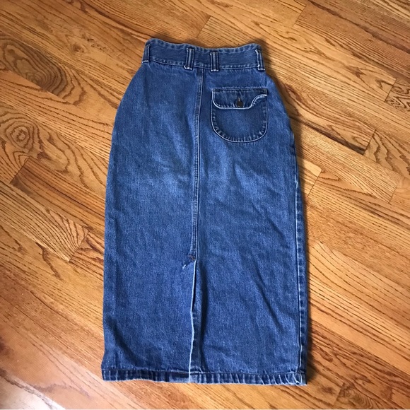 Vintage High Waist Denim Maxi Skirt - Picture 4 of 7